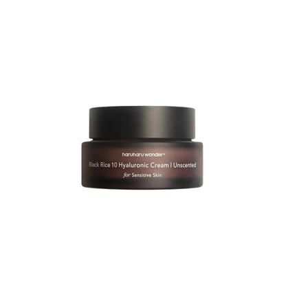 Haruharu Wonder Black Rice Hyaluronic Cream Unscented – 50ml fragrance-free Korean moisturizer with fermented Black Rice and Safflower Oil available at Atelier De Glow UK.