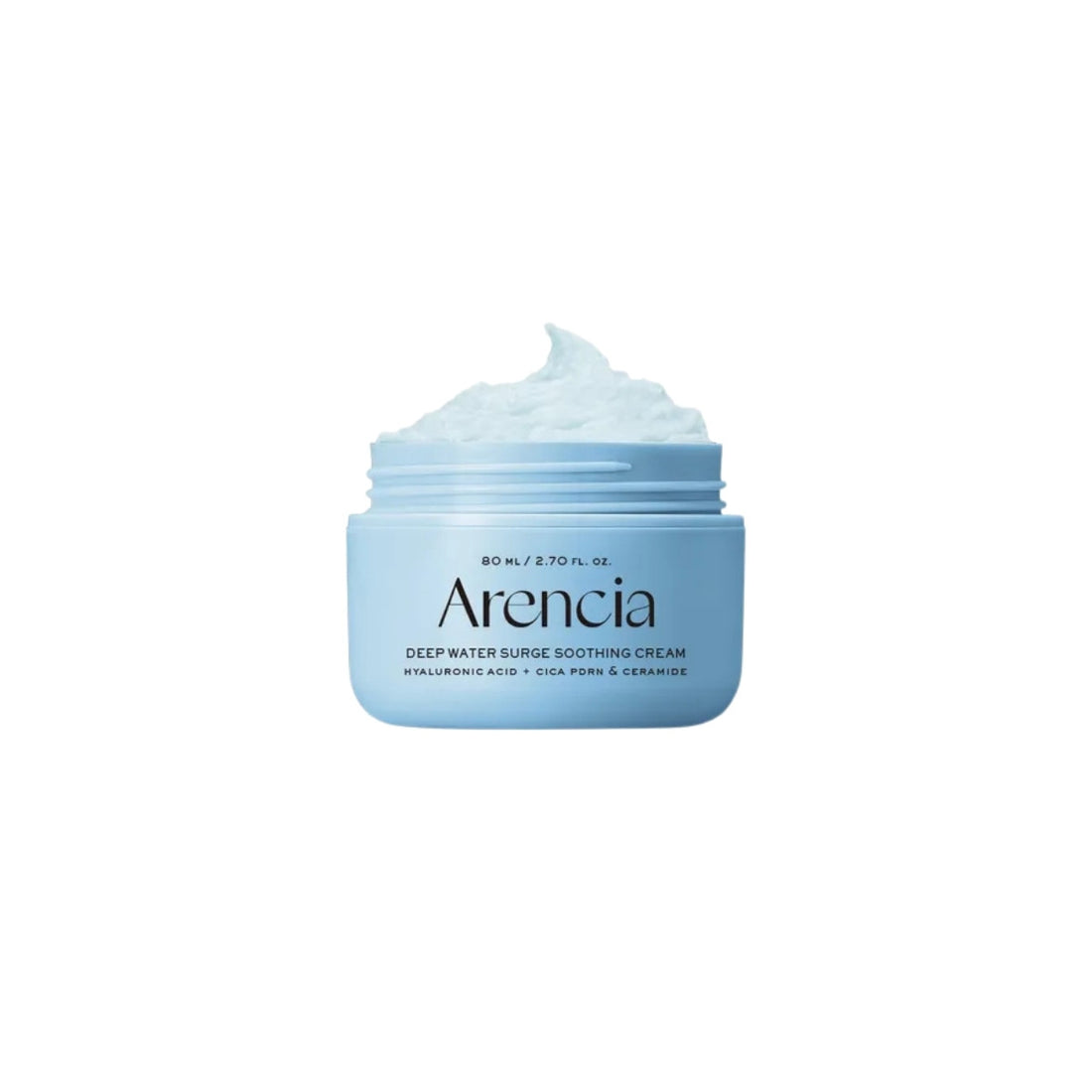 Arencia Deep Water Surge Soothing Cream – 80ml Korean hydrating moisturizer with 6-layered Hyaluronic Acid available at Atelier De Glow UK.