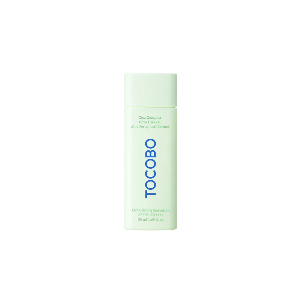 TOCOBO Cica Calming Sun Serum SPF50+ PA++++ 50ml – hydrating chemical sunscreen with Cica extracts for soothing sensitive skin, available at Atelier De Glow UK.