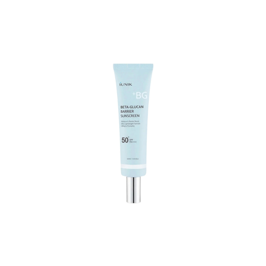iUNIK Beta-Glucan Barrier Sunscreen – 60ml premium chemical K-beauty sunscreen formulated with 5-Layer Sun Filter, Beta-Glucan, and Aging-Shield Peptide available at Atelier De Glow UK.