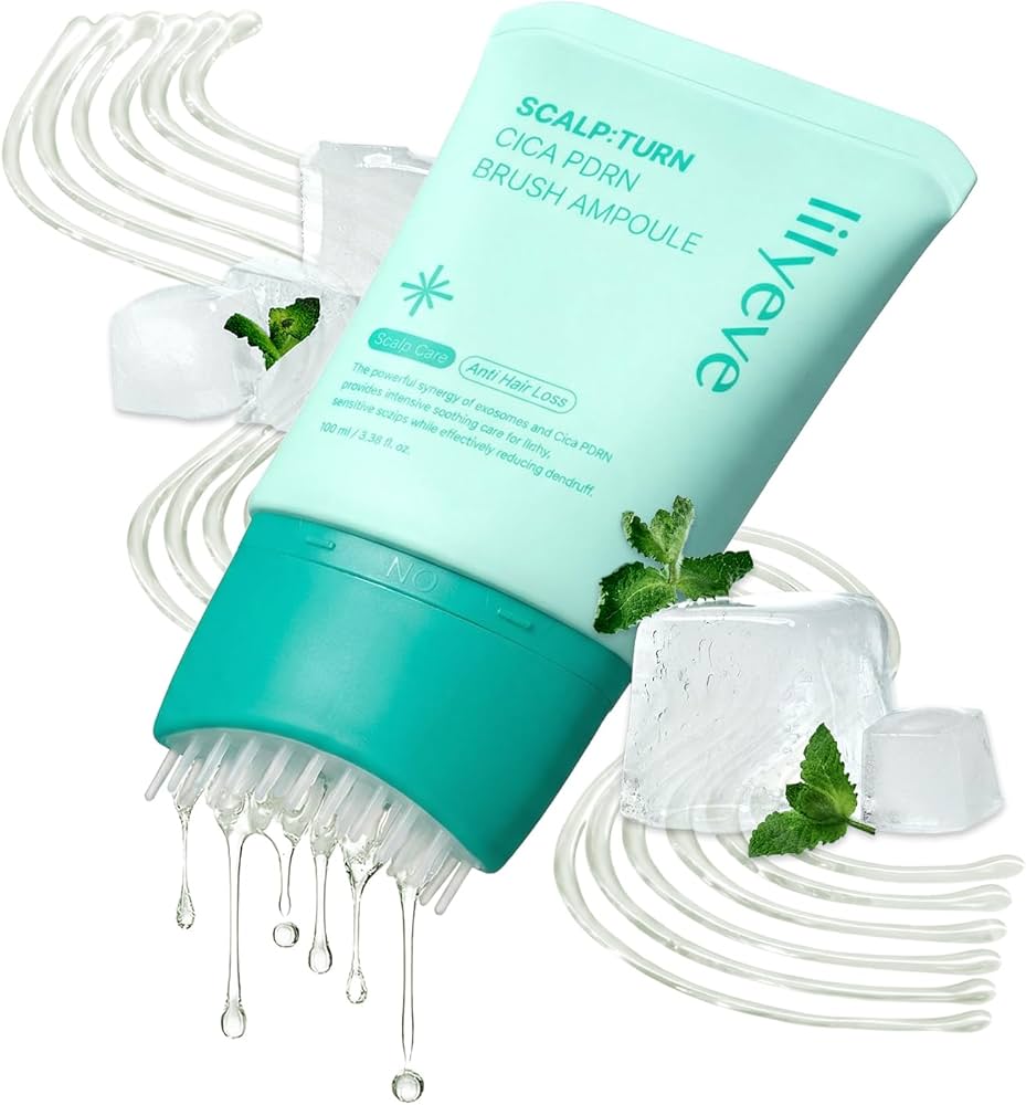 lilyeve Scalp Turn Cica PDRN Brush Ampoule for calming itchy, irritated scalps and strengthening weak roots with a professional-grade restorative formula from Atelier De Glow UK.
