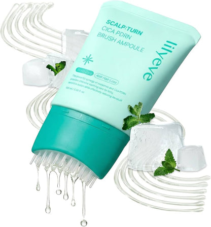lilyeve Scalp Turn Cica PDRN Brush Ampoule for calming itchy, irritated scalps and strengthening weak roots with a professional-grade restorative formula from Atelier De Glow UK.