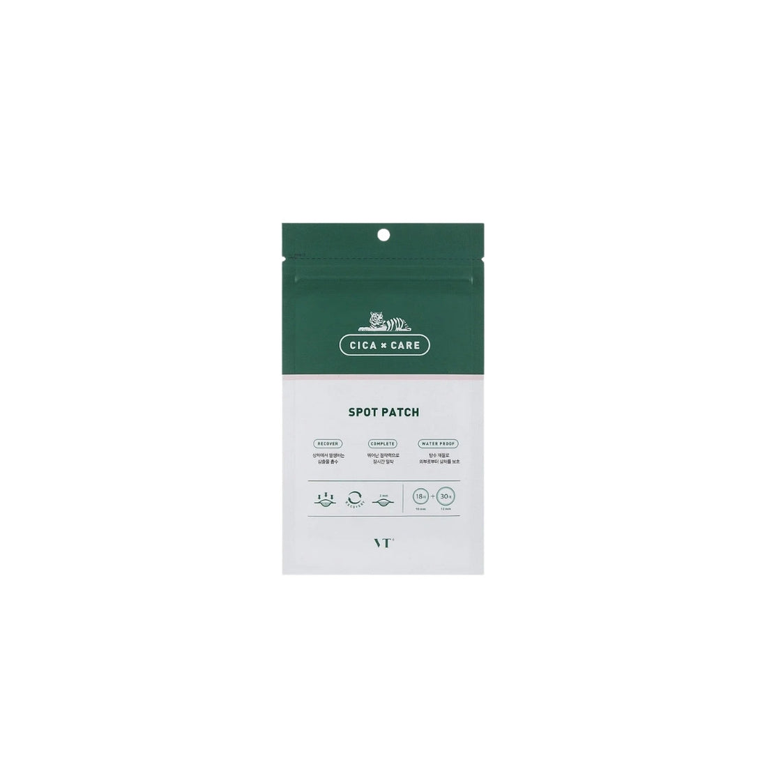 VT Cica Spot Patch 48 patches – transparent hydrocolloid acne stickers infused with Centella Asiatica for fast blemish soothing available at Atelier De Glow UK.