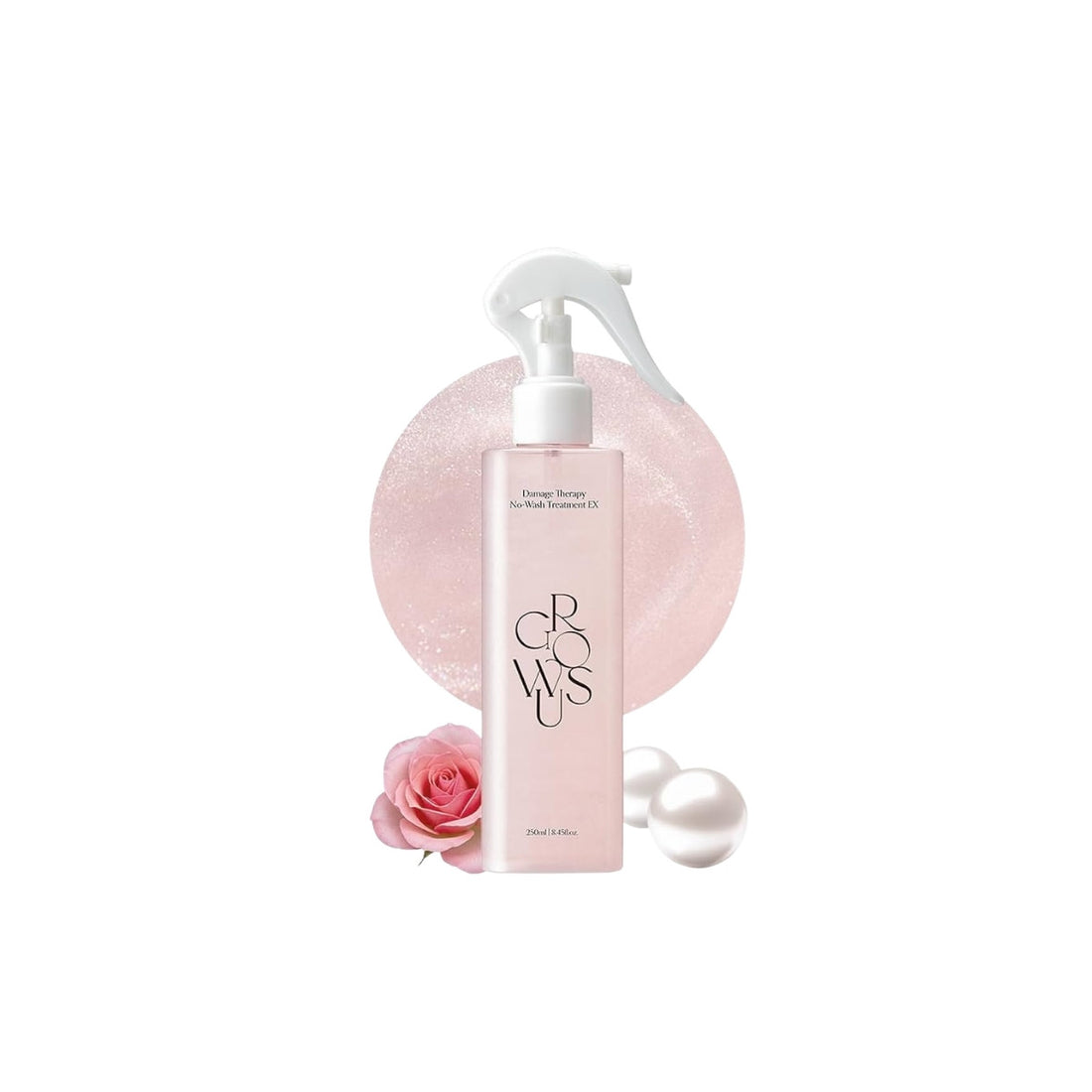 GROWUS Damage Therapy No-Wash Treatment – 250ml Korean leave-in hair treatment with Pearl Extract and Protein for deep repair available at Atelier De Glow UK.