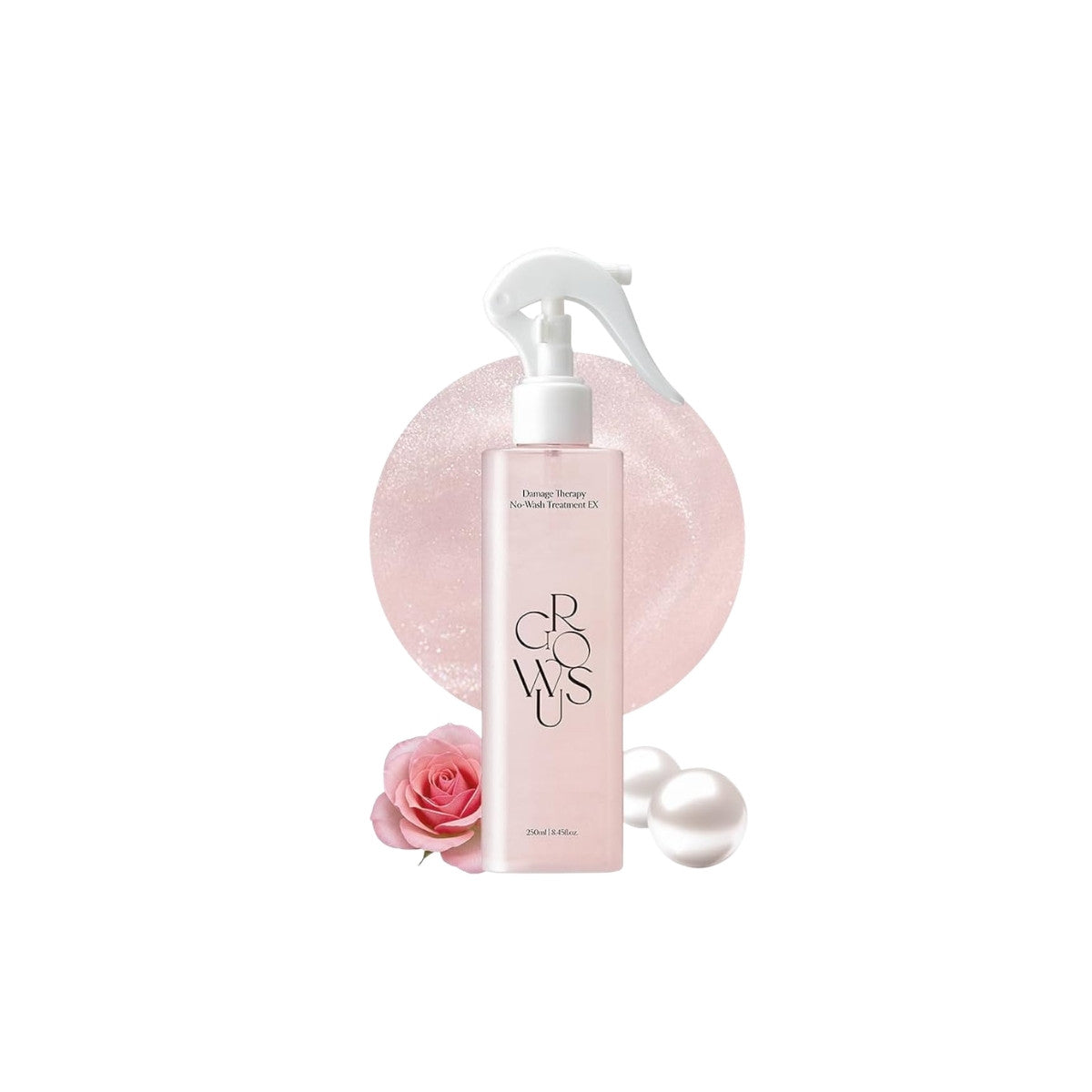 GROWUS Damage Therapy No-Wash Treatment – 250ml Korean leave-in hair treatment with Pearl Extract and Protein for deep repair available at Atelier De Glow UK.
