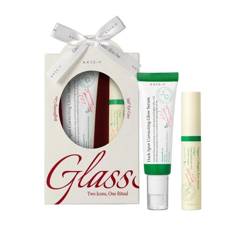 AXIS-Y Glass Skin Duo Set – Premium clinical brightening kit featuring 5% Niacinamide Glow Serum and Vegan Collagen Eye Serum available at Atelier De Glow UK.