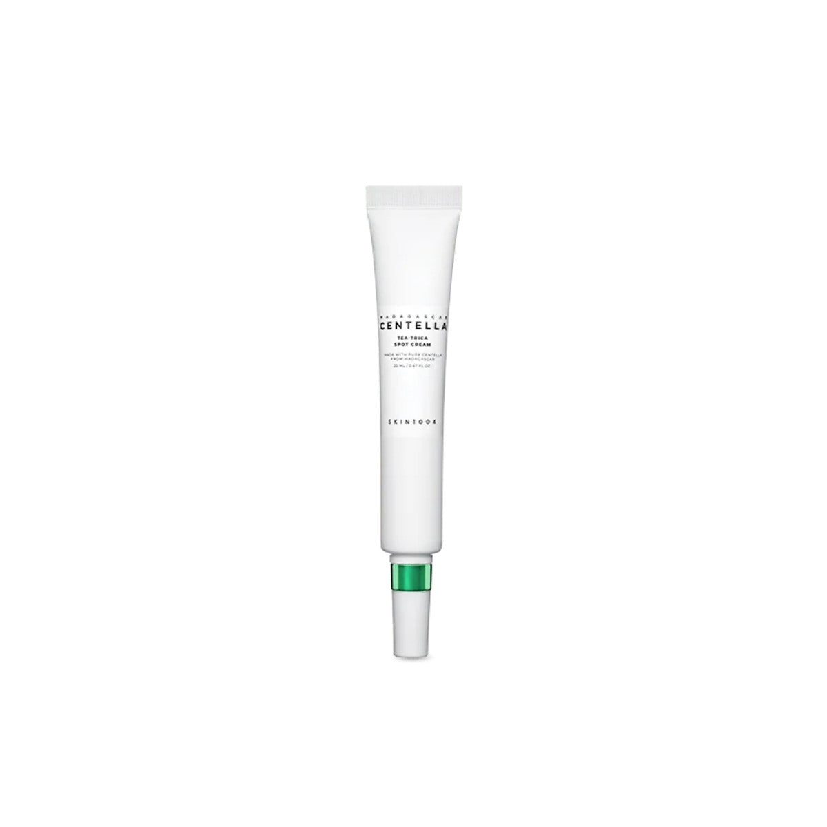 SKIN1004 Madagascar Centella Tea-Trica Spot Cream 20ml – soothing acne treatment with Centella Asiatica and Tea Tree Leaf Oil for blemishes available at Atelier De Glow UK.