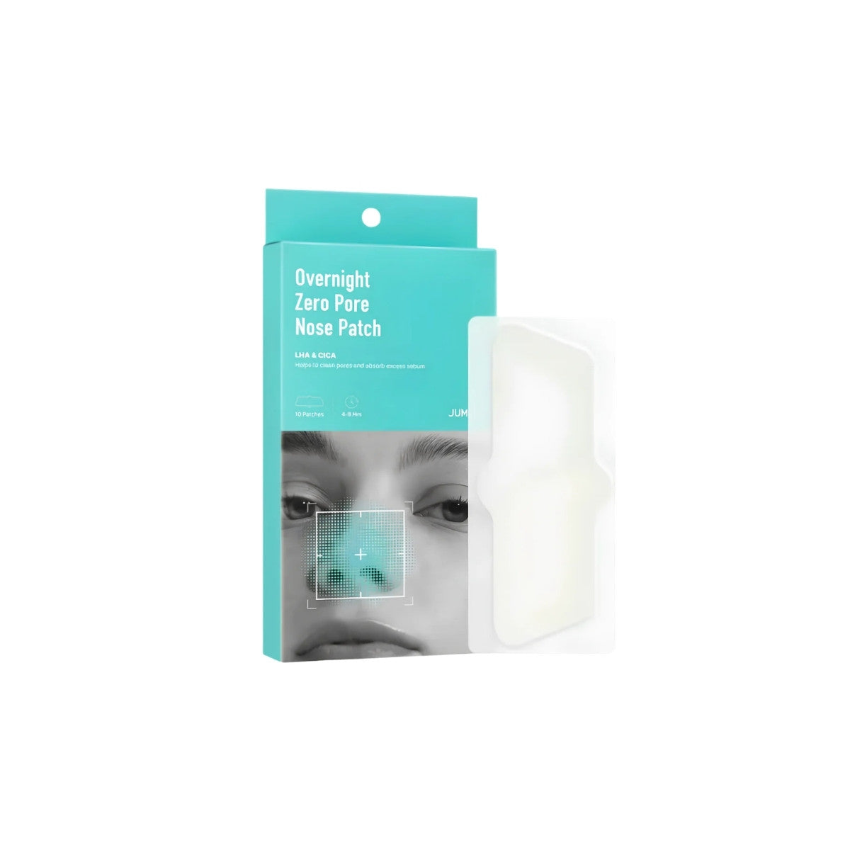 Jumiso Overnight Zero Pore Nose Patch 10 count – hydrocolloid pore-clearing patches for blackhead and sebum extraction while you sleep, available at Atelier De Glow UK.