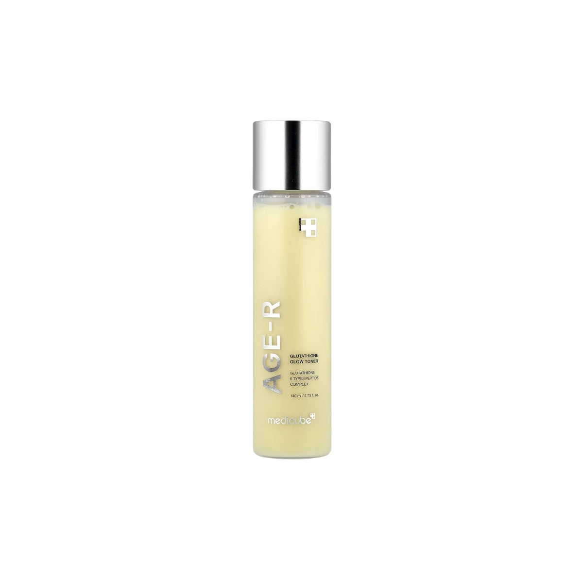Medicube AGE-R Glutathione Glow Toner – 140ml biphasic dual-layer milky toner with 99.2% pure Glutathione and Peptides available at Atelier De Glow UK.