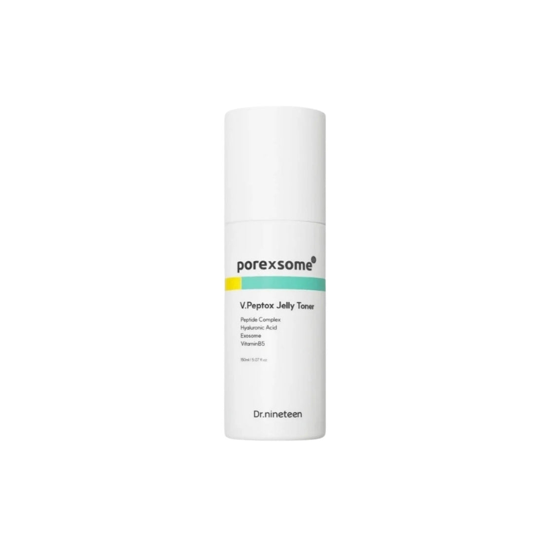 Dr.nineteen PoreXsome V.Peptox Jelly Toner – 150ml Korean firming toner featuring V-Peptide and Exosome technology available at Atelier De Glow UK.