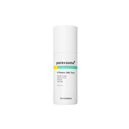 Dr.nineteen PoreXsome V.Peptox Jelly Toner – 150ml Korean firming toner featuring V-Peptide and Exosome technology available at Atelier De Glow UK.