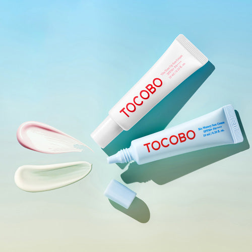 TOCOBO travel sunscreens for sallow, yellow-toned morning skin, flight dehydration lines, and midday UV exposure – Trial set from Atelier De Glow UK.