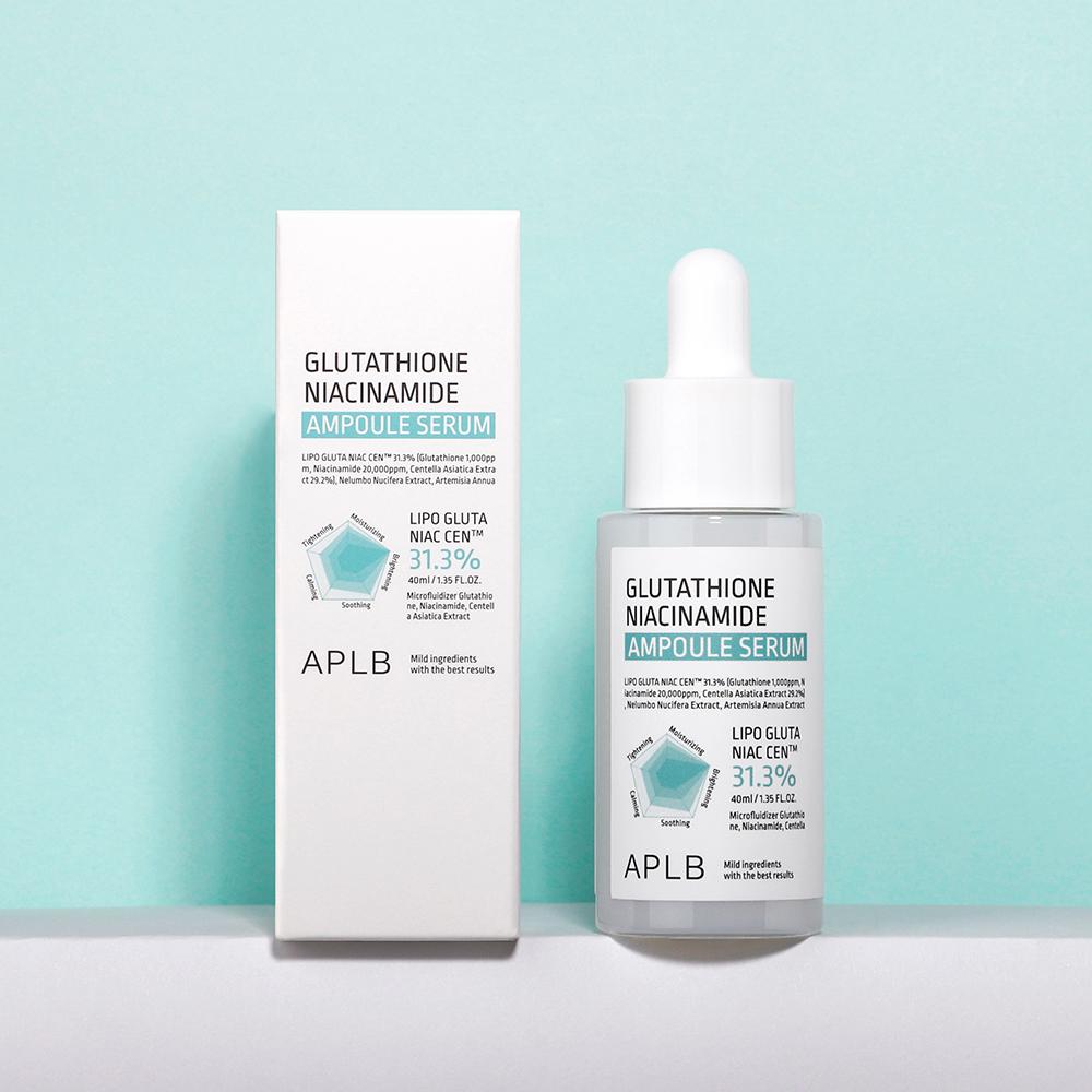 Lightweight, fast-absorbing APLB Glutathione Niacinamide Ampoule – Non-sticky Korean serum for instant glow and moisture-locking at Atelier De Glow UK.