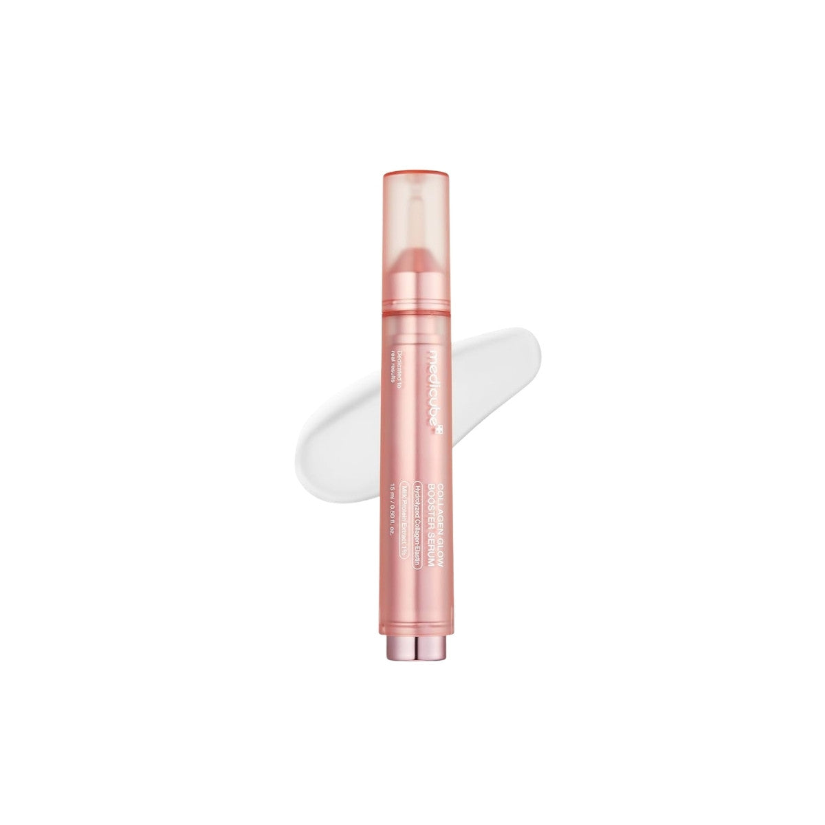 Medicube Collagen Glow Booster Milk Serum – 15ml premium clinical booster formulated with 260 Dalton Hydrolyzed Collagen, PDRN, and Milk Protein available at Atelier De Glow UK.