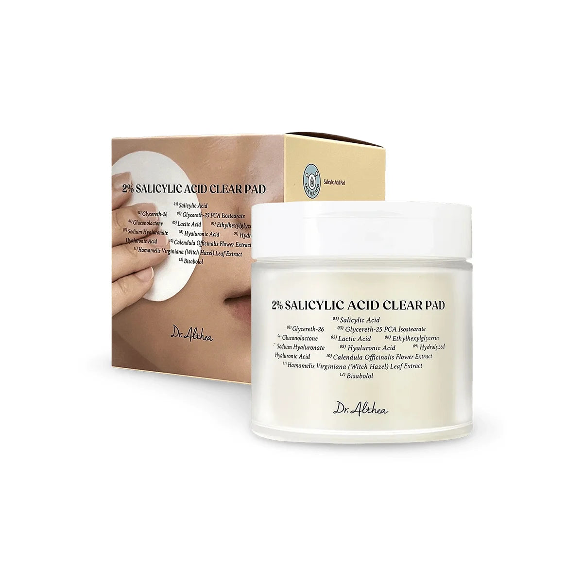 Dual-sided embossed Dr. Althea Clear Pad – One side for manual exfoliation and one side for soothing chemical treatment at Atelier De Glow UK.