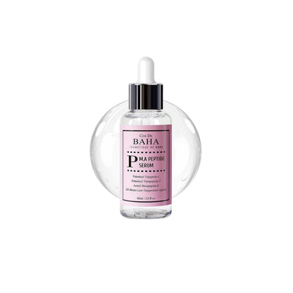 Cos De Baha P M.A Peptide Serum (M.A) – 60ml jumbo-size high-concentration Matrixyl 3000 and Argireline lifting serum in an Aloe base available at Atelier De Glow UK.