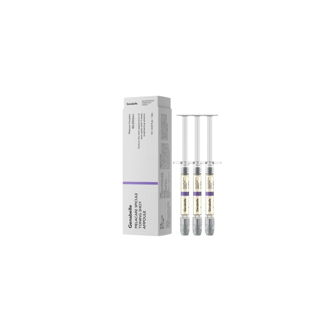 Genabelle Melacare Spicule Toning Shot Ampoule – 3pc professional set with Tranexamic Acid, Glutathione, and sea sponge Spicules available at Atelier De Glow UK.
