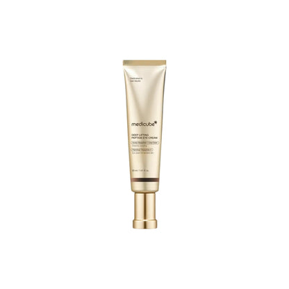 Medicube Deep Lifting Peptide Eye Cream – 30ml premium anti-aging treatment formulated with 20,000 ppm Quadruple Peptide Complex, 7 Collagens, and Niacinamide available at Atelier De Glow UK.