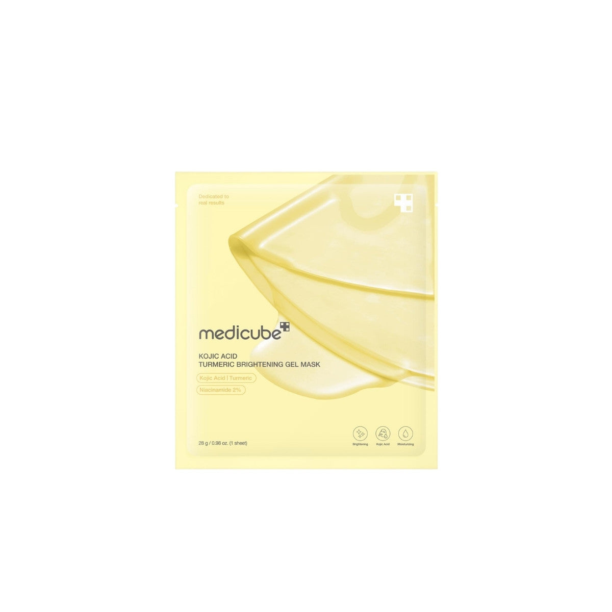 Medicube Kojic Acid Turmeric Brightening Gel Mask – Advanced color-changing hydrogel sheet mask formulated with Kojic Acid, Turmeric, and Niacinamide available at Atelier De Glow UK.