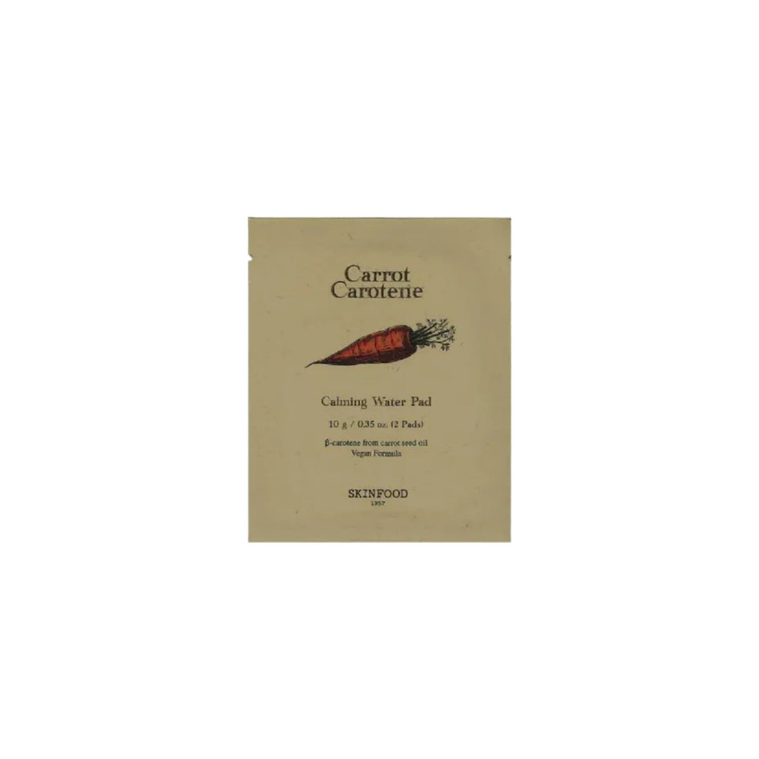 SKINFOOD Carrot Carotene Calming Water Pad 2pcs – soothing vegan toner pads infused with beta-carotene for instant redness relief and hydration at Atelier De Glow UK.