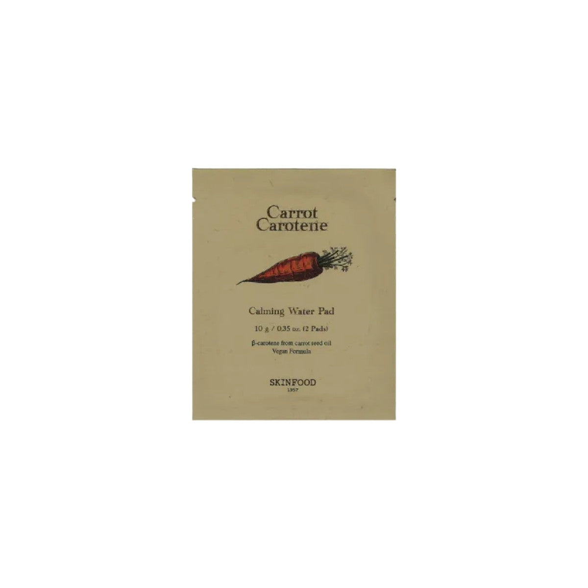 SKINFOOD Carrot Carotene Calming Water Pad 2pcs – soothing vegan toner pads infused with beta-carotene for instant redness relief and hydration at Atelier De Glow UK.