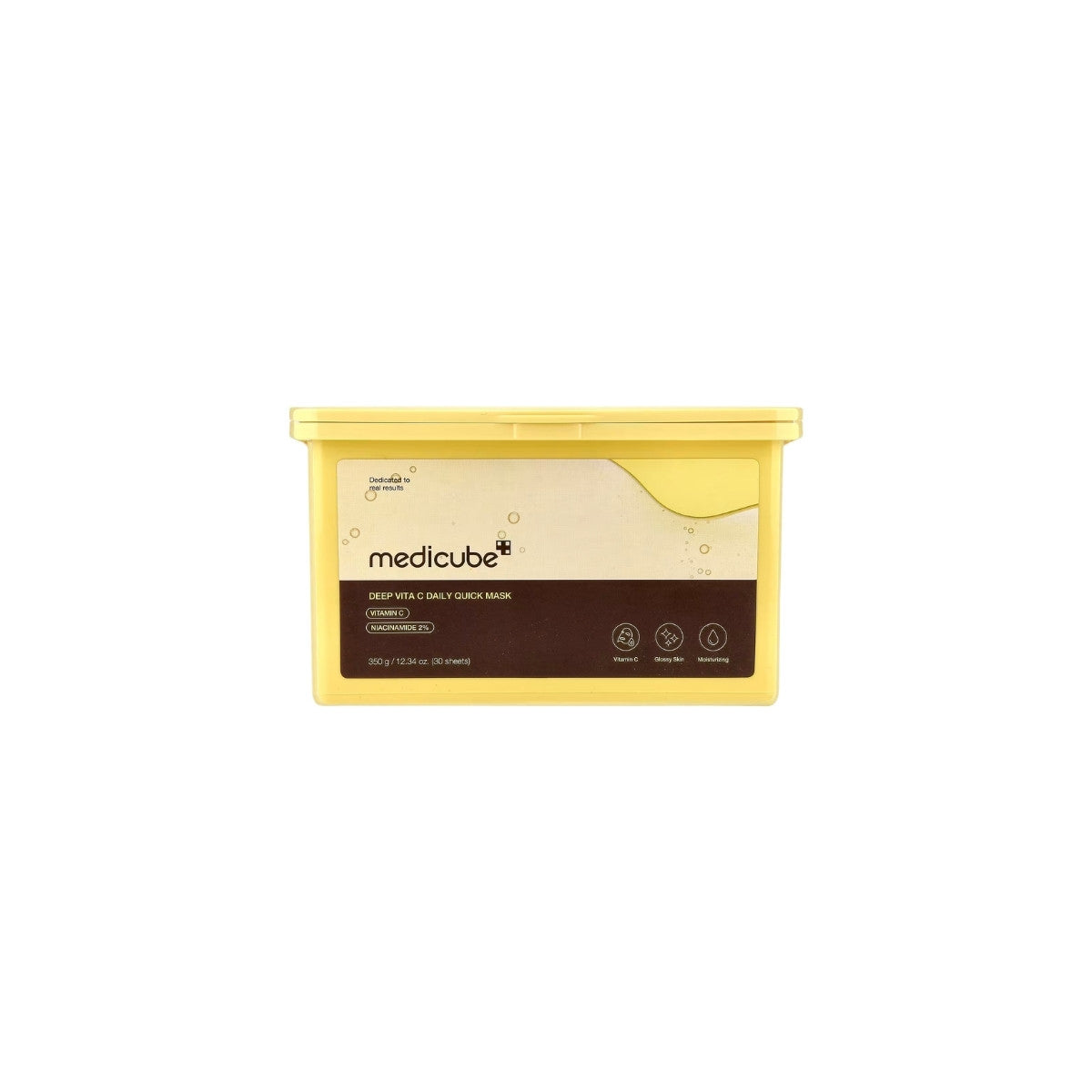 Medicube Deep Vita C Daily Quick Mask – 30 count bulk container of 1-minute express vitamin sheet masks with Ascorbic Acid liposomes available at Atelier De Glow UK.