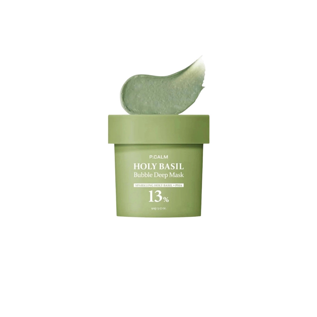 P.CALM Holy Basil Bubble Deep Mask 90g for pore cleansing, available at Atelier De Glow UK - K-Beauty Specialist.
