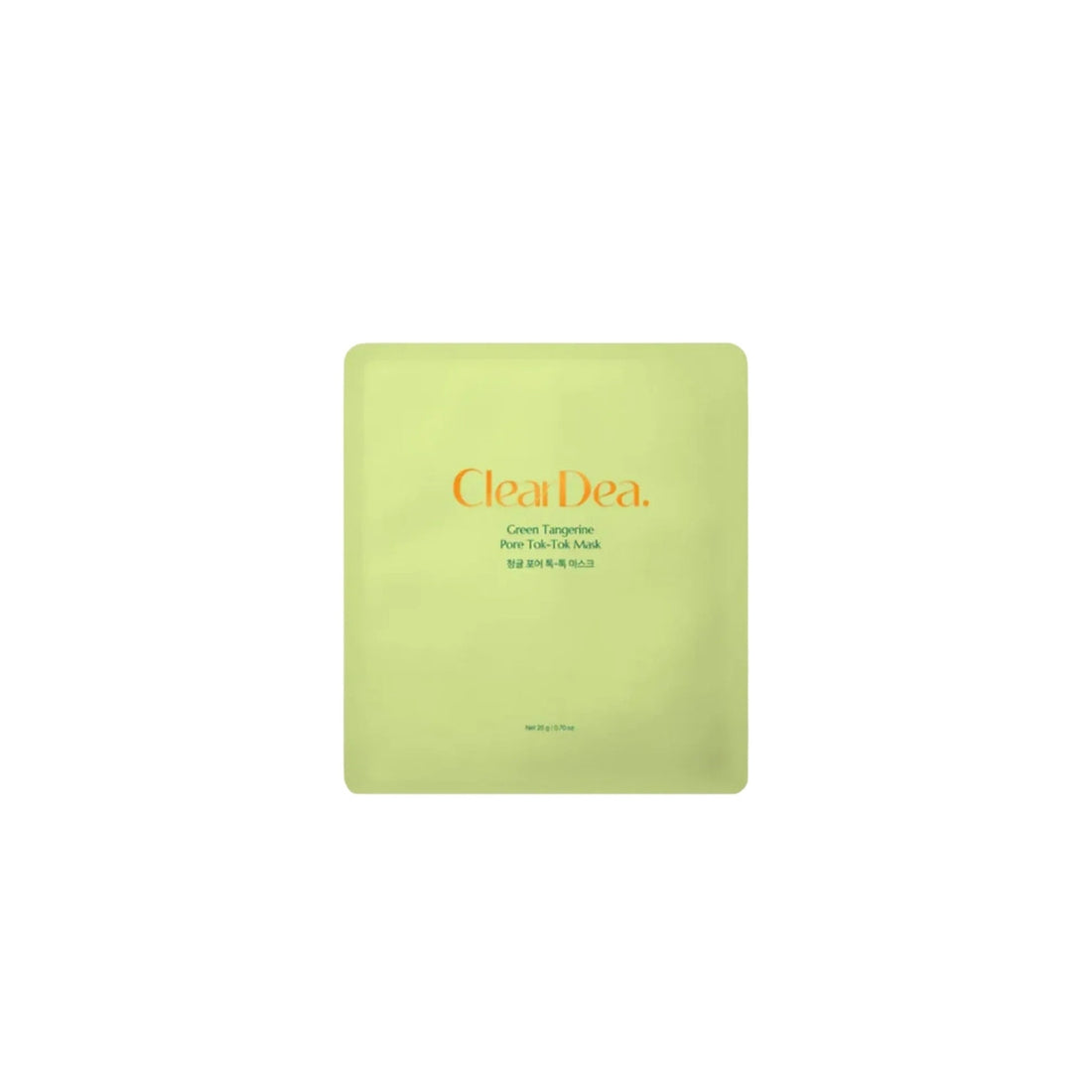 ClearDea Green Tangerine Pore Tok-Tok Mask 20g – brightening facial sheet mask with green tangerine extract for pore care and radiance available at Atelier De Glow UK.