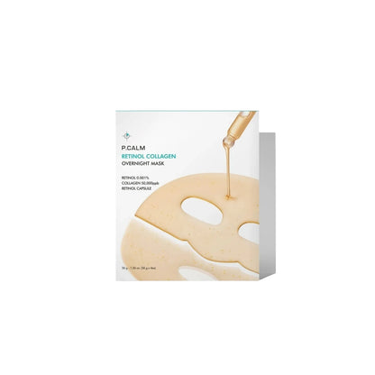 P.CALM Retinol Collagen Overnight Mask Set – Bakuchiol, Retinol, and Vegan Collagen infused Korean sleeping mask available at Atelier De Glow UK.