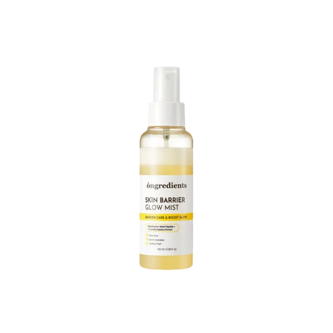 Ongredients Skin Barrier Glow Mist 100ml – dual-layer hydrating face mist with glutathione, peptides, and Centella Asiatica for radiant, resilient skin available at Atelier De Glow UK.