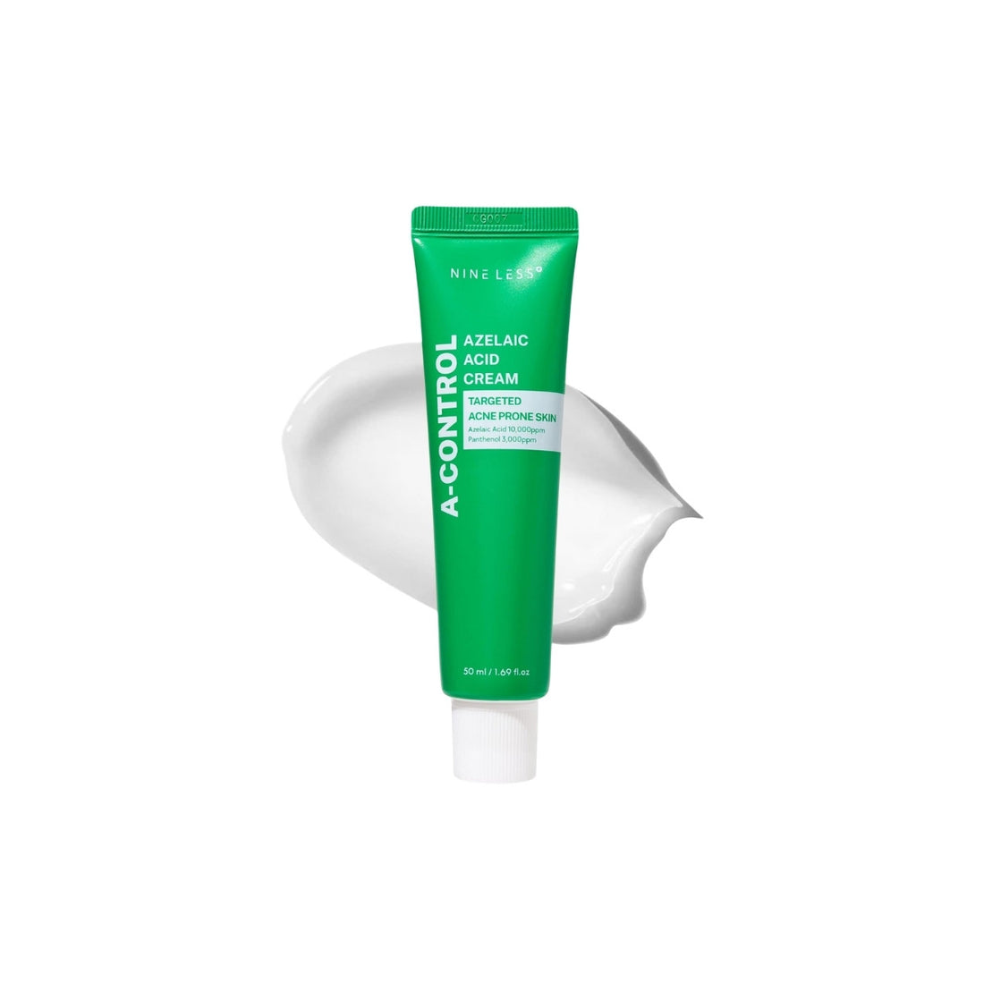 NINELESS A-Control Azelaic Acid Cream – 50ml lightweight blemish-control cream with 10,000ppm Azelaic Acid and Panthenol available at Atelier De Glow UK.