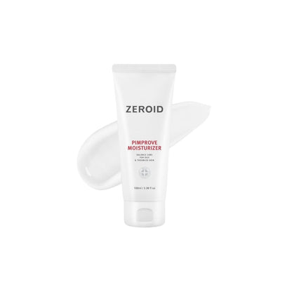 Zeroid Pimprove Moisturizer 100ml – soothing and non-comedogenic facial cream with MLE technology for sensitive and acne-prone skin available at Atelier De Glow UK.