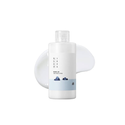 Round Lab 1025 Dokdo Lotion 200ml – hydrating daily face moisturizer formulated with deep sea water and Triple Hyaluronic Acid for all skin types at Atelier De Glow UK.