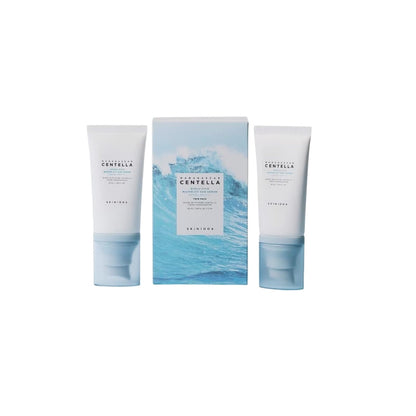 SKIN1004 Madagascar Centella Hyalu-Cica Water-Fit Sun Serum Twin Pack – SPF50+ PA++++ hydrating chemical sunscreen with Centella Asiatica for sensitive skin available at Atelier De Glow UK.