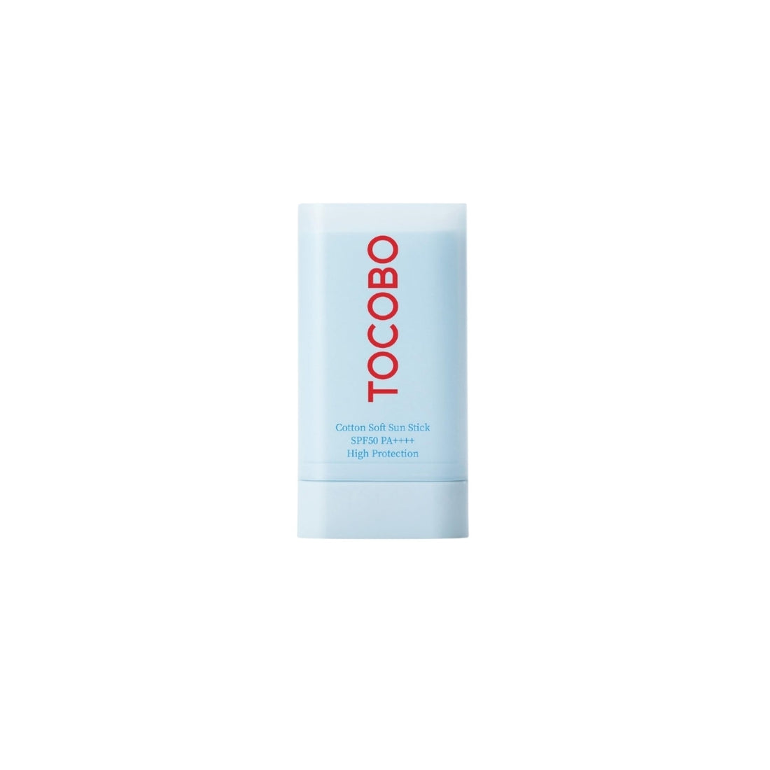 TOCOBO Cotton Soft Sun Stick SPF50+ PA++++ – 19g portable, curved-profile vegan matte chemical sun stick available at Atelier De Glow UK.