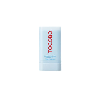 TOCOBO Cotton Soft Sun Stick SPF50+ PA++++ – 19g portable, curved-profile vegan matte chemical sun stick available at Atelier De Glow UK.