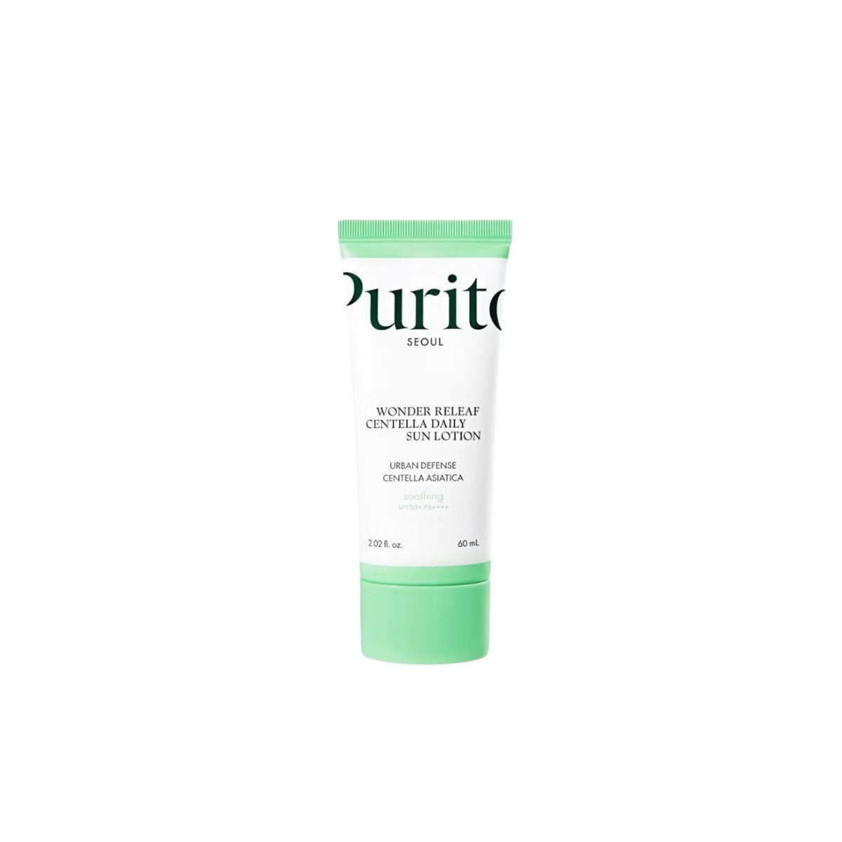 Purito SEOUL Wonder Releaf Centella Daily Sun Lotion 60ml – soothing chemical sunscreen infused with Centella Asiatica for sensitive skin protection available at Atelier De Glow UK.