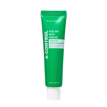 NINELESS A-Control Azelaic Acid Cream – 50ml lightweight blemish-control cream with 10,000ppm Azelaic Acid and Panthenol available at Atelier De Glow UK.