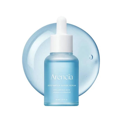 Arencia Deep Water Surge Serum – 30ml Korean hydrating serum with 6-layered Hyaluronic Acid available at Atelier De Glow UK.