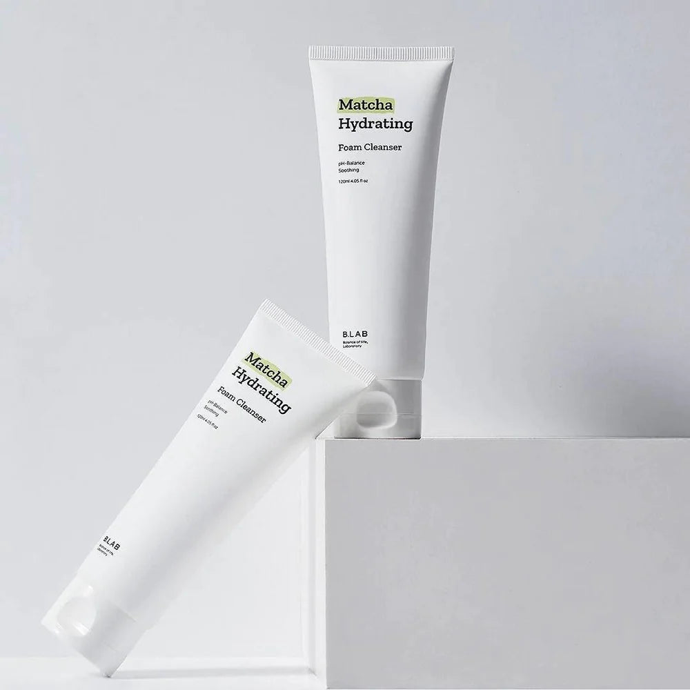 Creamy B.LAB Matcha Hydrating Foam texture – Non-stripping, moisture-rich Korean cleanser for a soft, "Glass Skin" finish at Atelier De Glow UK.