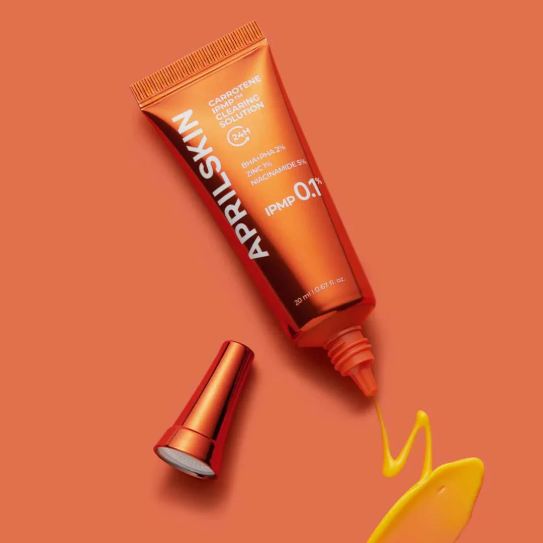 APRILSKIN Carrotene Clearing Solution for treating active angry breakouts, clogged pore congestion, blackheads, and post-extraction red acne marks – Spot care from Atelier De Glow UK.