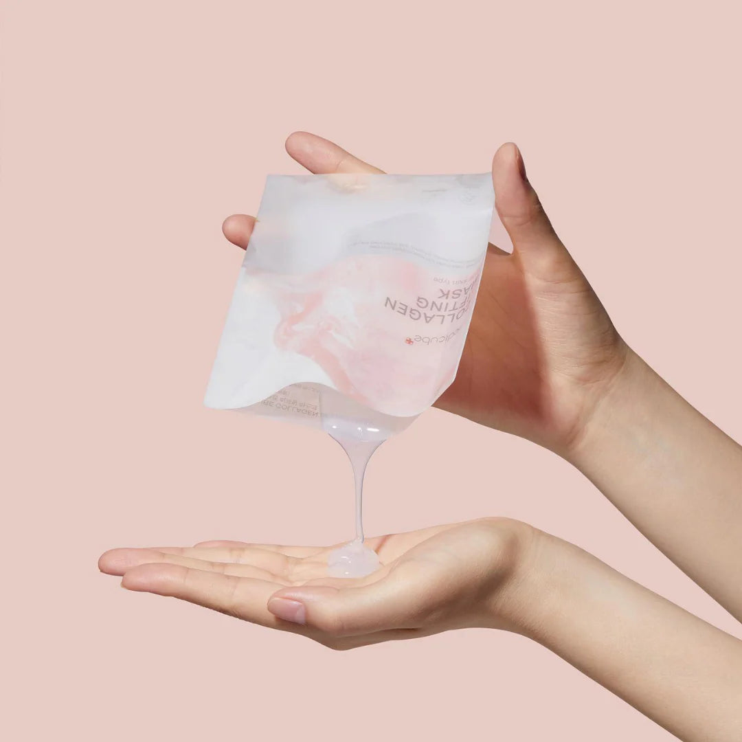 Medicube Collagen Mask for gravity-induced sagging jawlines, hollow tear troughs, deep smile lines, and dehydrated skin deflation – Lifting treatment from Atelier De Glow UK.