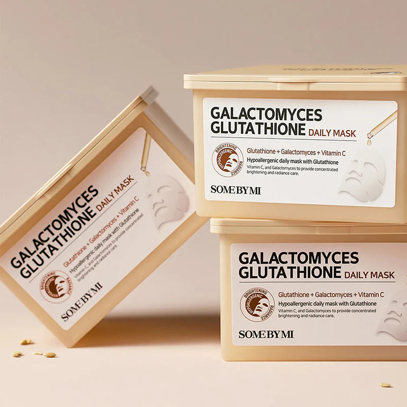Some By Mi Galactomyces Glutathione Daily Mask for reviving dull, tired skin and improving uneven skin tone to reveal a brighter, more luminous look from Atelier De Glow UK.