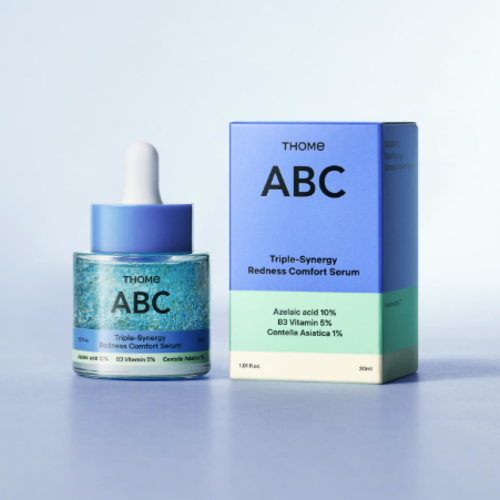 Calming blue-tinted texture of THOME ABC Redness Serum – Lightweight, non-greasy Korean serum for sensitive skin at Atelier De Glow UK.