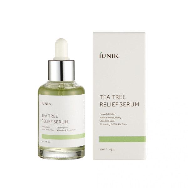 iUNIK Tea Tree Relief Serum 50ml: Purifying and Balancing Serum for Troubled Skin at Atelier de Glow