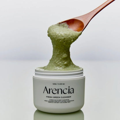 Handcrafted Green Rice and botanical extracts in Arencia Mochi Cleanser – Natural Korean skincare for "Glass Skin" clarity and brightening at Atelier De Glow UK.