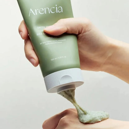 Chewy, rice-cake texture of Arencia Green Tea Cleanser – Handcrafted Korean skincare for "Glass Skin" clarity and redness reduction at Atelier De Glow UK.