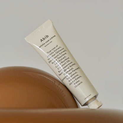 Hygienic tube packaging of Abib Jericho Rose Crème – Rich, velvety texture of Korean nourishing cream for long-lasting hydration at Atelier De Glow UK.