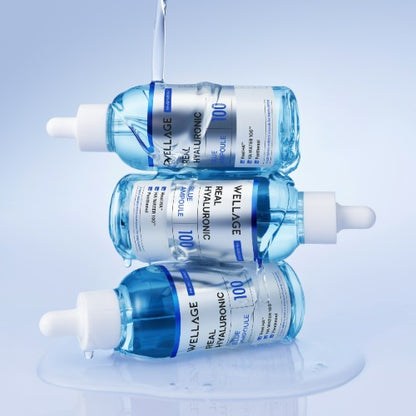 Water-light blue tinted texture of WELLAGE Ampoule - Deeply hydrating serum for dry skin - Atelier De Glow