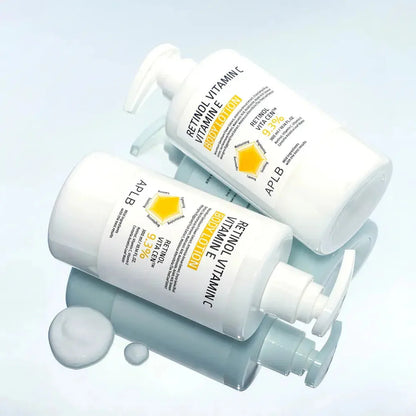 Non-sticky APLB Retinol Vitamin C E Body Lotion texture – Centella Asiatica and Propolis infused Korean body moisturizer for sensitive skin at Atelier De Glow UK.